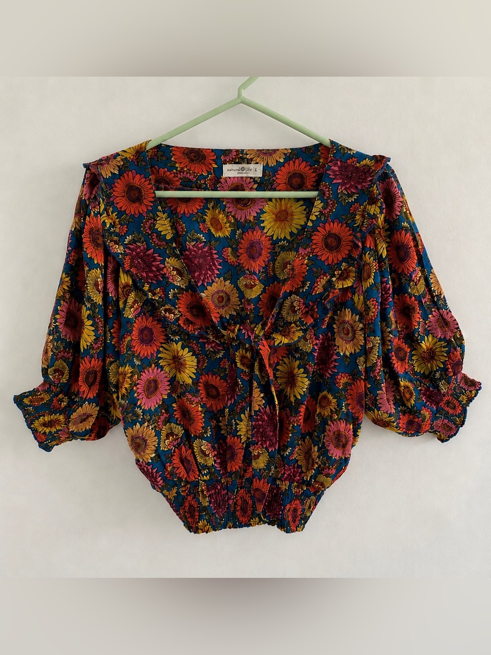 NEW “Natural Life” Good Vibes Floral Smocked Top